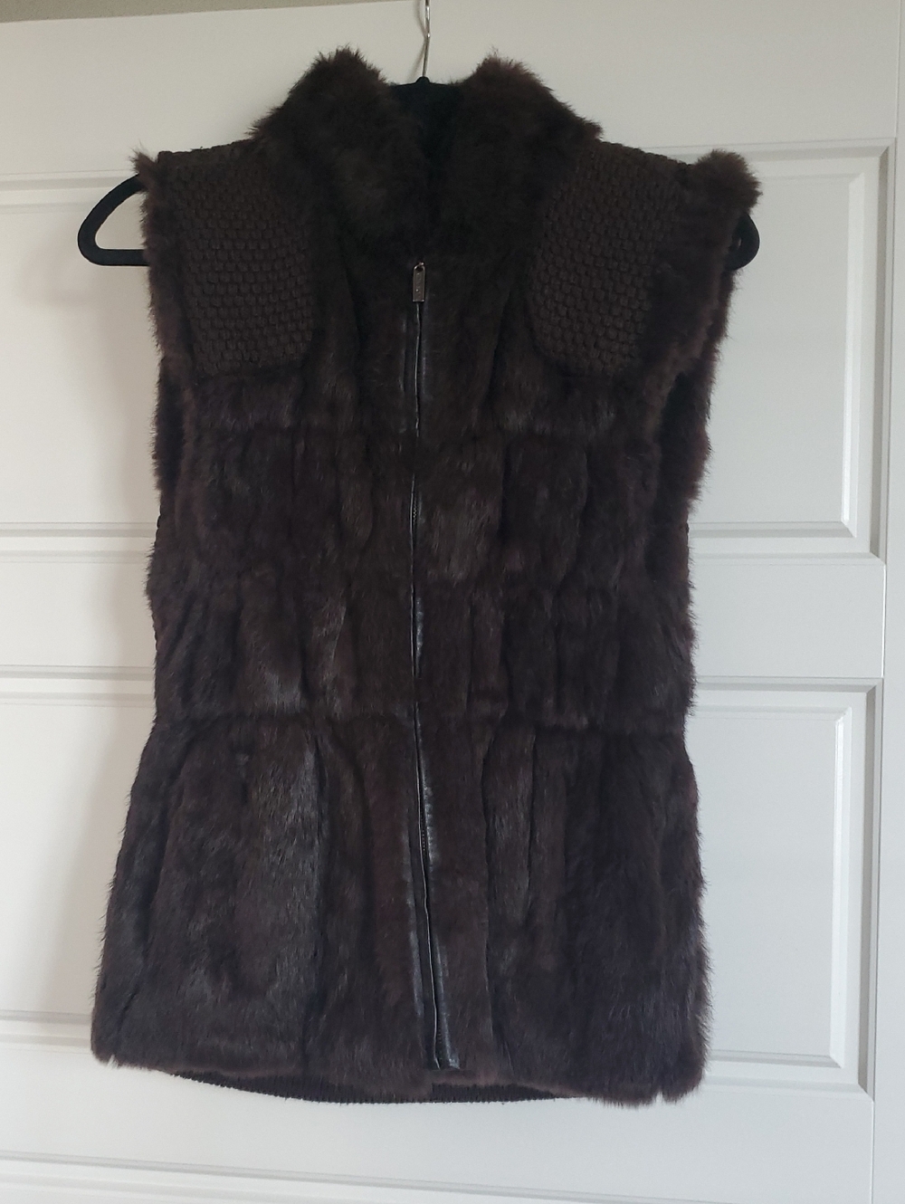 Linda Richards Luxury Reversible Brown Fur Vest - Small